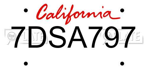 7DSA797 California License Plate