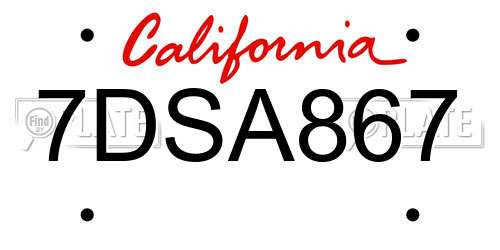 7DSA867 California License Plate