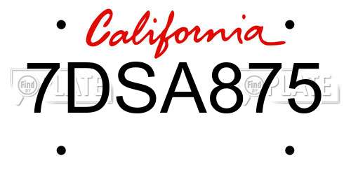 7DSA875 California License Plate