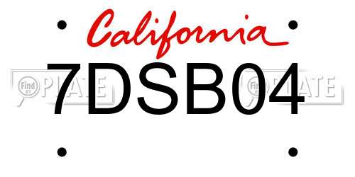 7DSB04 California License Plate