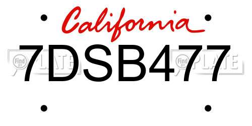 7DSB477 California License Plate
