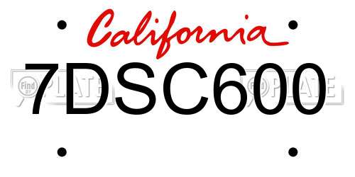 7DSC600 California License Plate