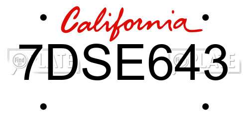 7DSE643 California License Plate