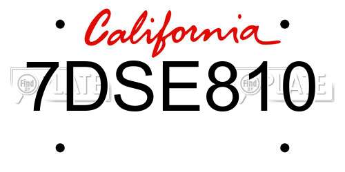 7DSE810 California License Plate