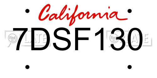 7DSF130 California License Plate