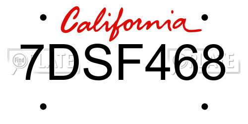 7DSF468 California License Plate