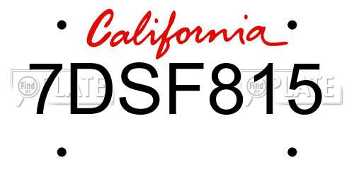 7DSF815 California License Plate