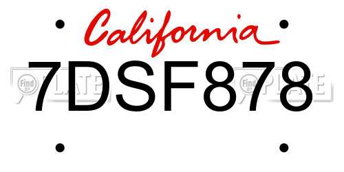7DSF878 California License Plate