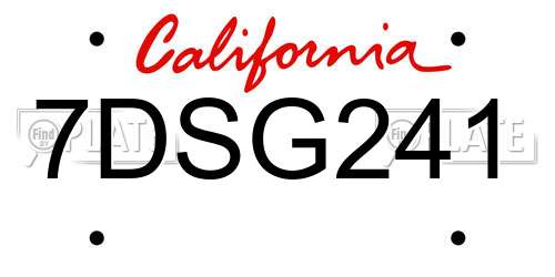7DSG241 California License Plate