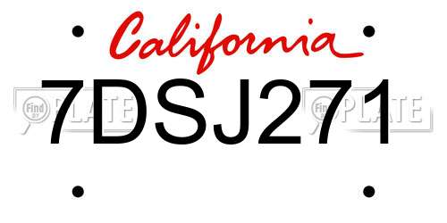 7DSJ271 California License Plate