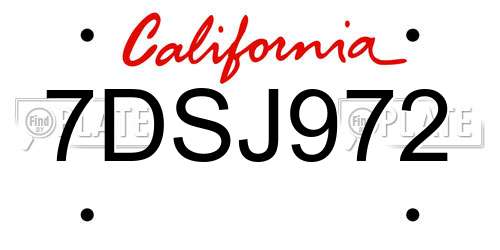 7DSJ972 California License Plate