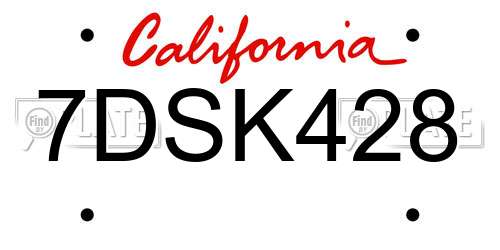 7DSK428 California License Plate
