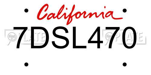 7DSL470 California License Plate