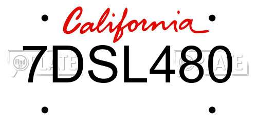 7DSL480 California License Plate