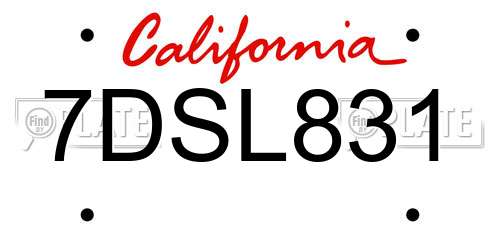 7DSL831 California License Plate