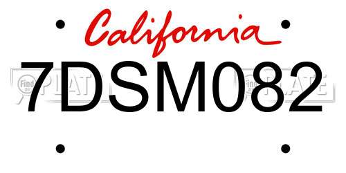7DSM082 California License Plate