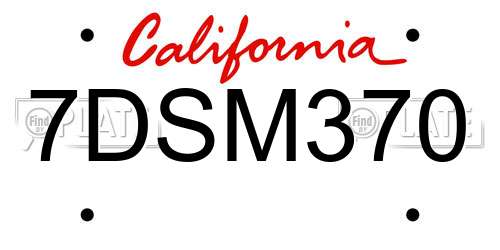 7DSM370 California License Plate