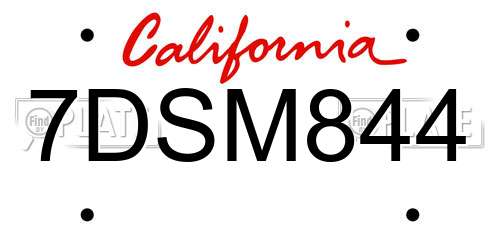 7DSM844 California License Plate
