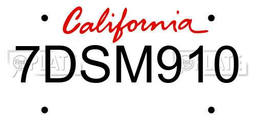 7DSM910 California License Plate