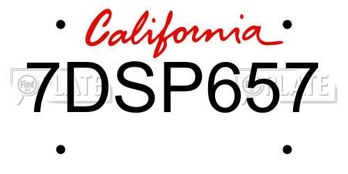 7DSP657 California License Plate