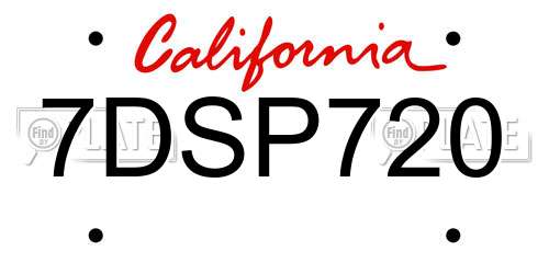 7DSP720 California License Plate