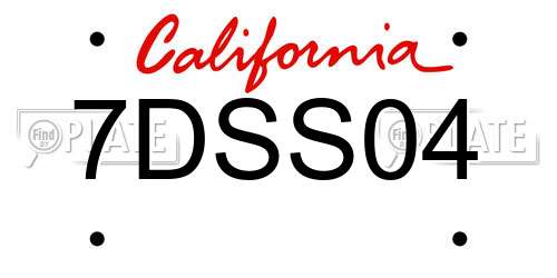 7DSS04 California License Plate