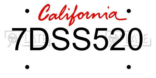 7DSS520 California License Plate