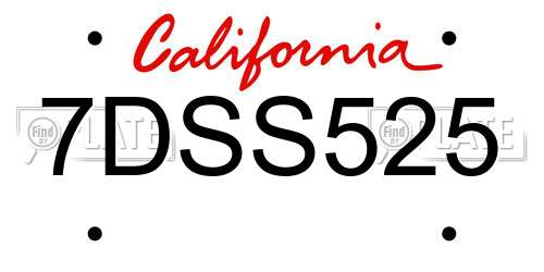 7DSS525 California License Plate