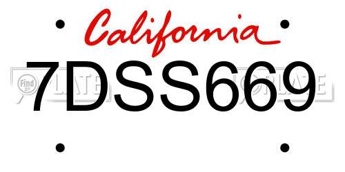 7DSS669 California License Plate