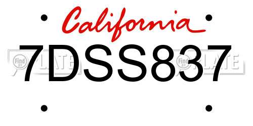 7DSS837 California License Plate