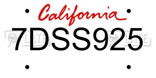 7DSS925 California License Plate