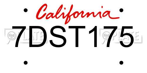 7DST175 California License Plate