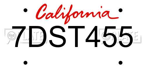 7DST455 California License Plate