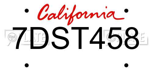 7DST458 California License Plate