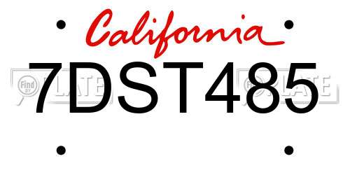 7DST485 California License Plate