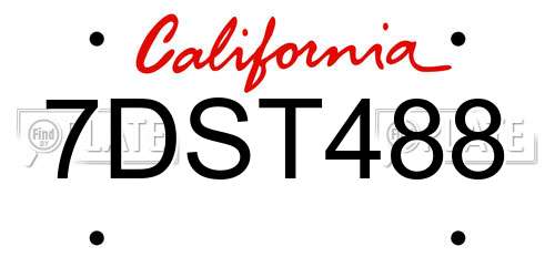 7DST488 California License Plate