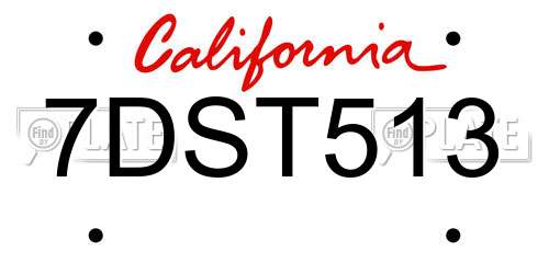 7DST513 California License Plate