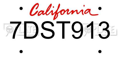 7DST913 California License Plate