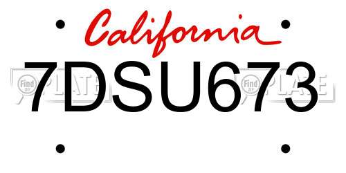 7DSU673 California License Plate