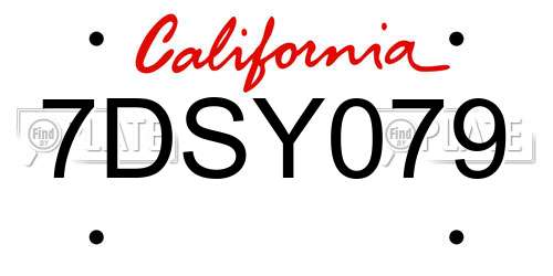 7DSY079 California License Plate