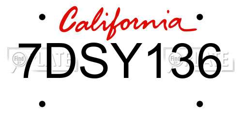 7DSY136 California License Plate