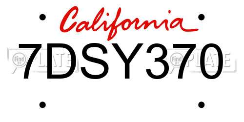 7DSY370 California License Plate