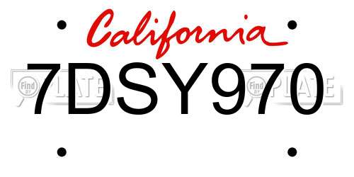 7DSY970 California License Plate