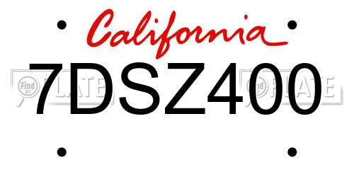 7DSZ400 California License Plate