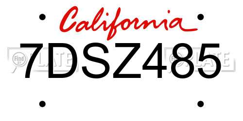 7DSZ485 California License Plate