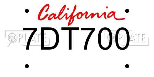 7DT700 California License Plate