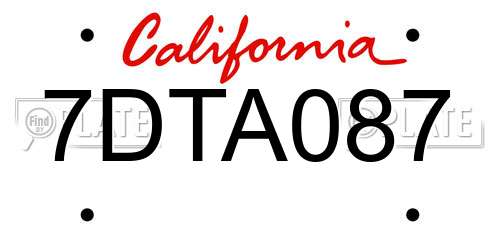 7DTA087 California License Plate