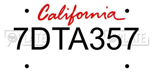7DTA357 California License Plate
