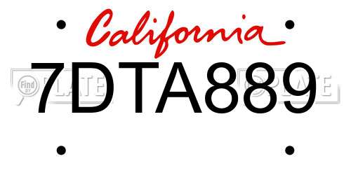 7DTA889 California License Plate