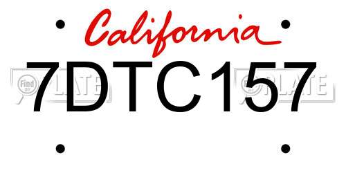 7DTC157 California License Plate